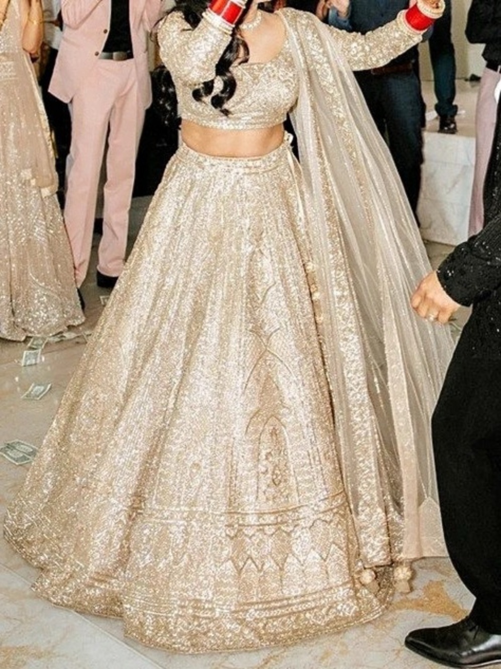 Gold Embellished Indian Reception Bridal Lehanga